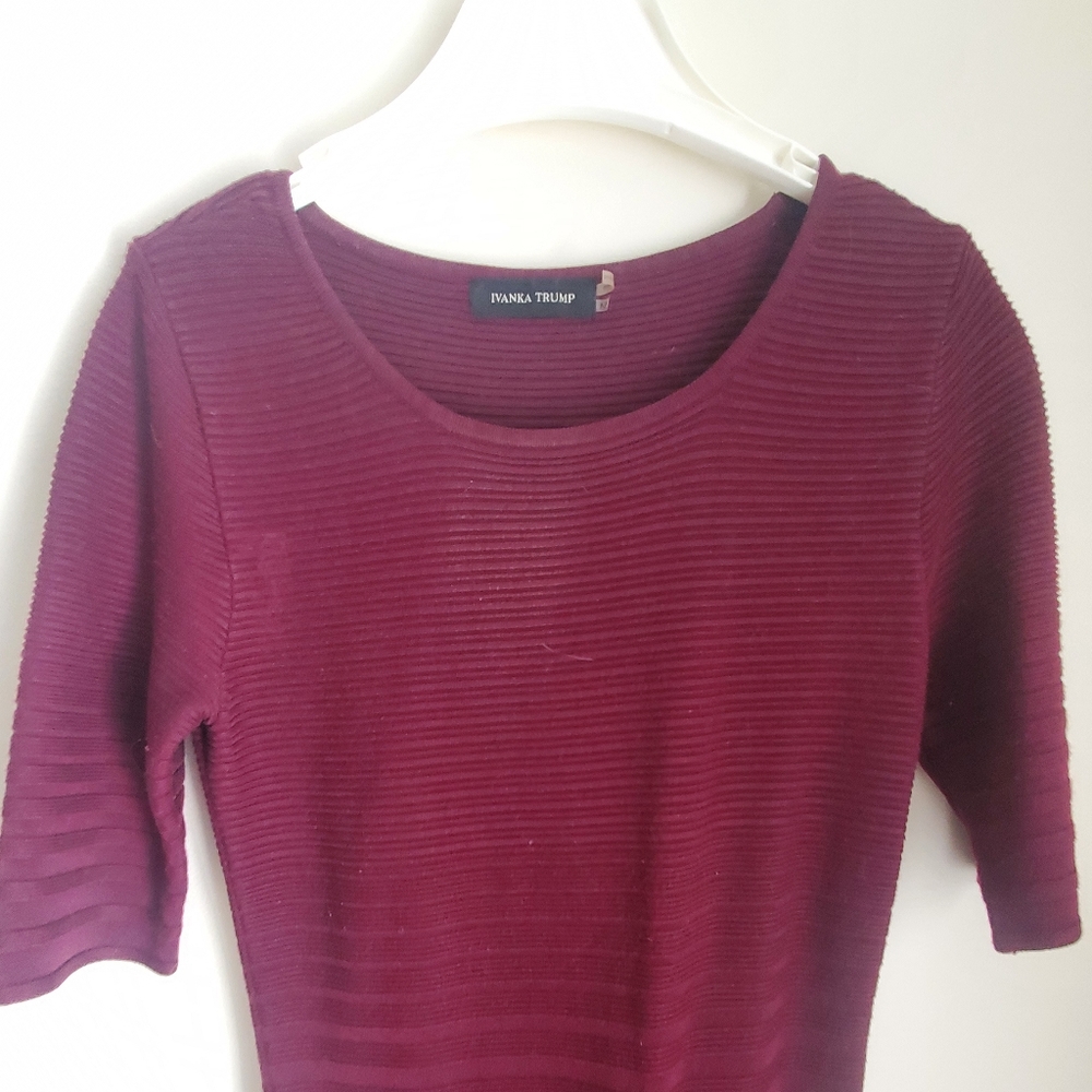 Ladies fitted knit sweater dress-Cranberry